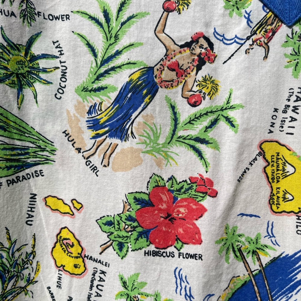J. Crew White Hawaiian Print Tunic with Blue Trim - Picture 6 of 9